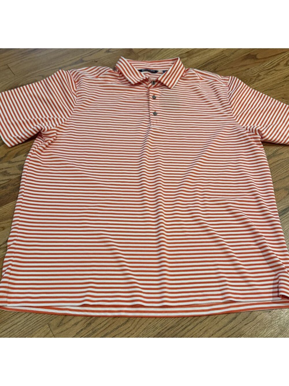 Cutter & Buck Mens XL Orange White Striped Polo Golf Shirt New